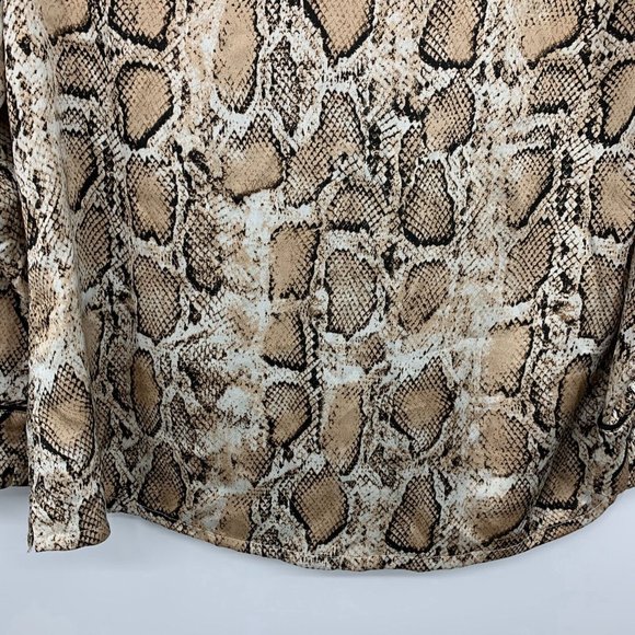 Lulus Top Snake Print Satin Rhea Button Down Long Sleeve - Picture 13 of 13